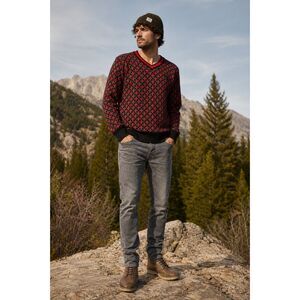 Fred Perry Black Red Pattern Pullover Sweater Top  Mens Size Small